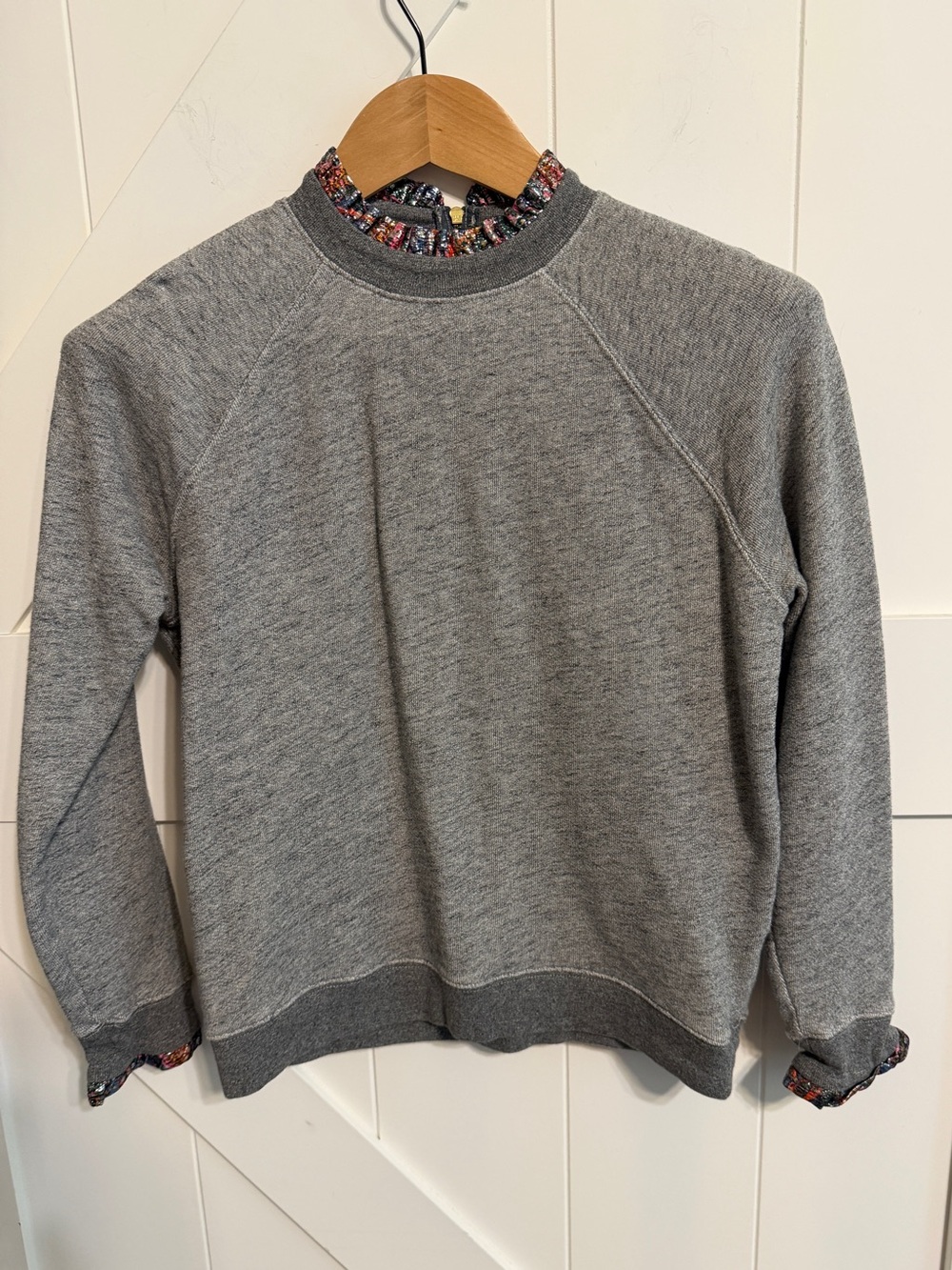 J.Crew Metallic Ruffleneck Sweatshirt in heather grey Women’s XS